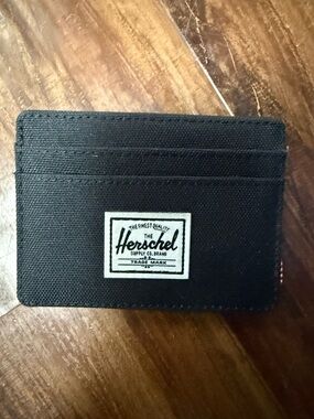 Herschel Supply Company Black Canvas Card Sleeve with Logo Patch